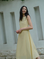 Load image into Gallery viewer, Boatneck Tailored Dress in Yellow
