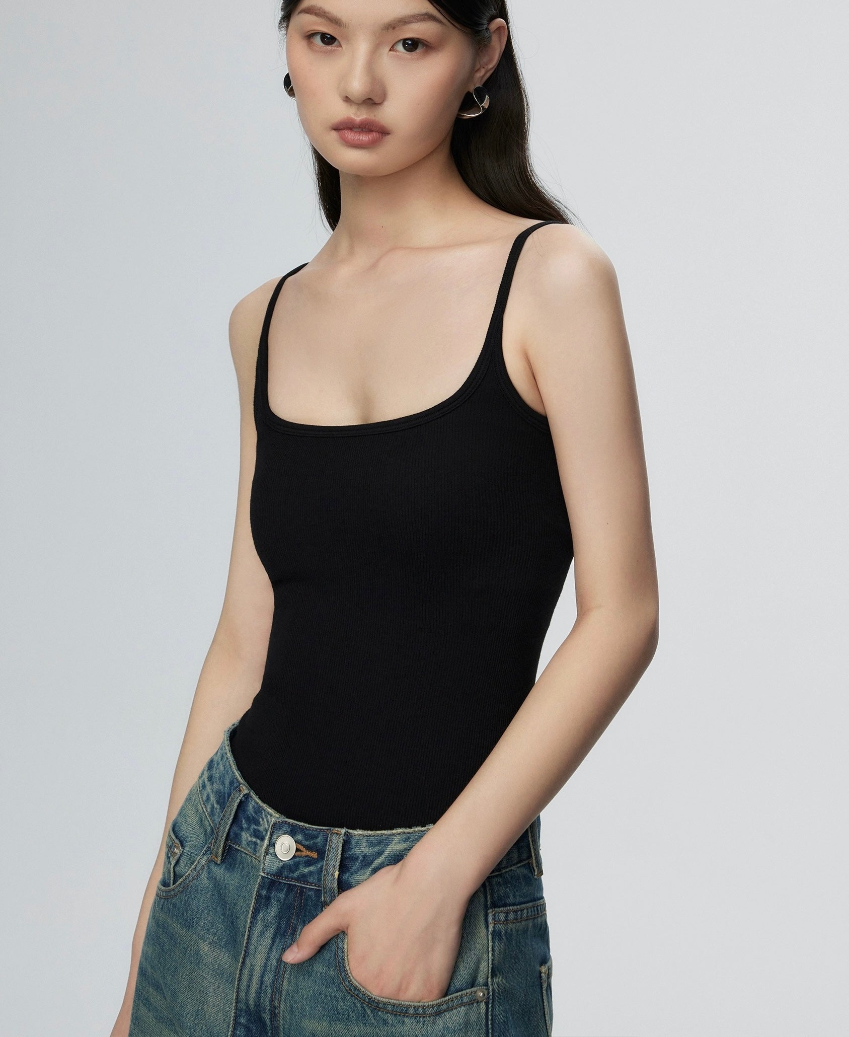 Padded Ribbed Square Neck Camisole [3 Colours]