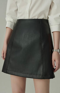 Faux Leather Mini Skirt in Black