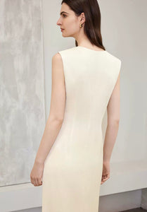 Textured Crepe Dress in Cream