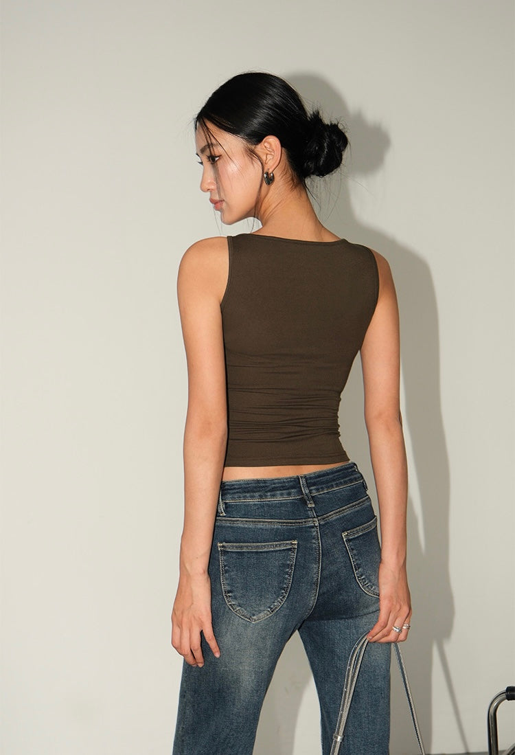 Boatneck Sleeveless Top [4 Colours]