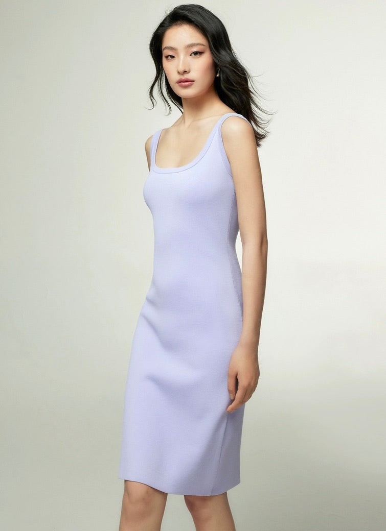 Fine Knit Sleeveless Dress in Purple