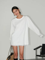 Load image into Gallery viewer, Lace Trim Oversized Long Top [2 Colours]
