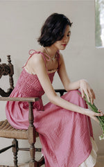 Load image into Gallery viewer, Tie Strap Smocked Dress in Pink
