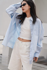 Load image into Gallery viewer, Classic Oversized Pocket Shirt in Blue
