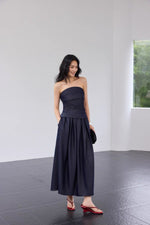 Load image into Gallery viewer, Bustier Top // Pocket Skirt Set in Navy
