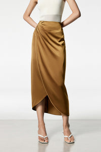 Asymmetric Wrap Skirt in Gold