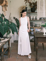 Load image into Gallery viewer, Slit Waist Tie Gown in White
