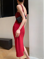 Load image into Gallery viewer, Square Neck Midi Shift Dress in Red
