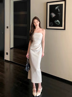 Load image into Gallery viewer, Gathered Stretch Bustier Dress in Cream
