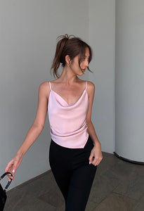 Drape Asymmetric Cami Top in Pink