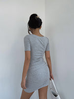 Load image into Gallery viewer, Shirring Wrap Hem Bodycon Dress [4 Colours]
