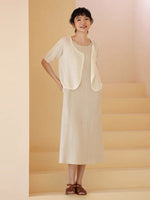 Load image into Gallery viewer, Linen Pocket Tent Dress in Beige

