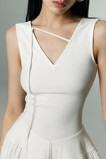 Load image into Gallery viewer, Drop Waist V Maxi Dress in White
