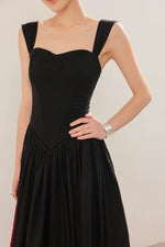 Load image into Gallery viewer, Sweetheart Bustier Flare Maxi Dress in Black
