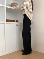 Load image into Gallery viewer, Korean Hidden Waistband Stretch Pants in Black
