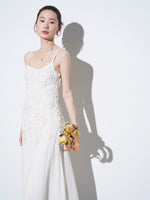 Load image into Gallery viewer, Floral Applique Maxi Dress in White
