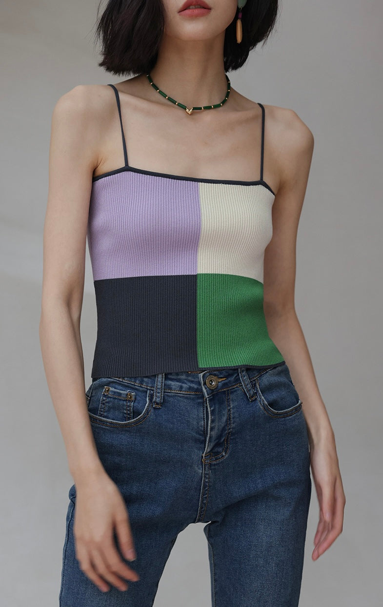 Light Knit Colourblock Camisole in Multi