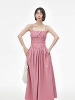 Load image into Gallery viewer, Cami Shirring Pocket Maxi Dress in Pink
