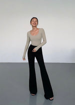 Load image into Gallery viewer, High Waist Flare Cut Trousers in Black
