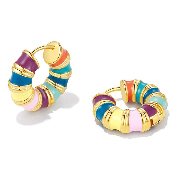 Multi Coloured Wide Hoop Earrings