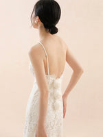 Load image into Gallery viewer, Drop Back Floral Lace Gown in White
