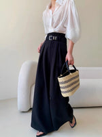 Load image into Gallery viewer, High Waist Wide Leg Trousers in Black

