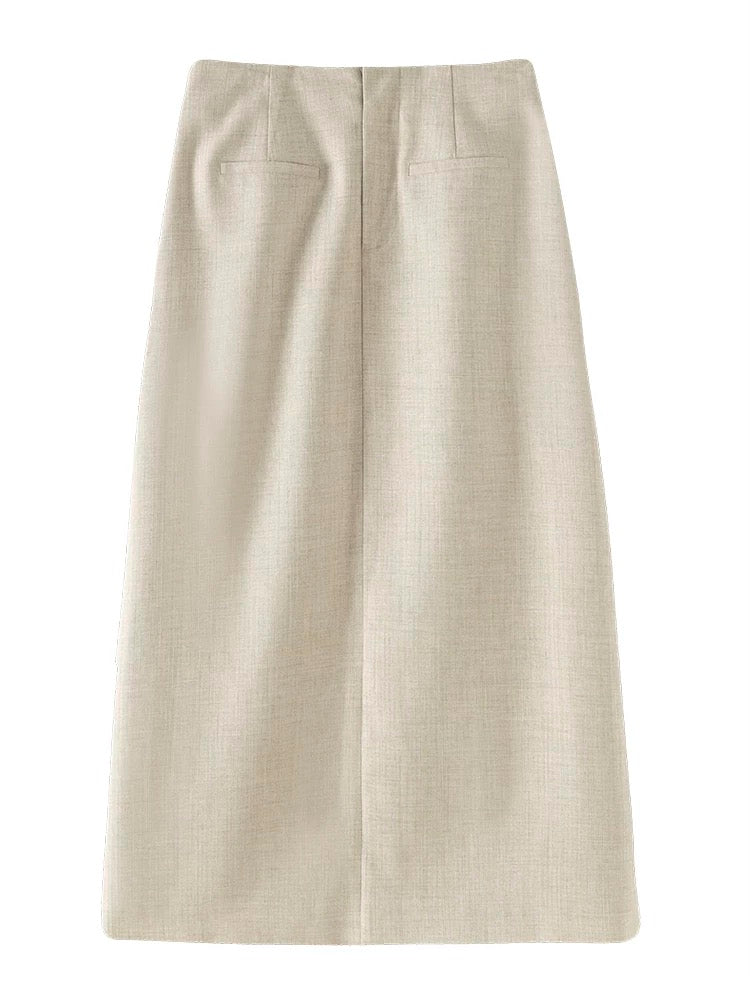 Textured H-Line Skirt in Beige