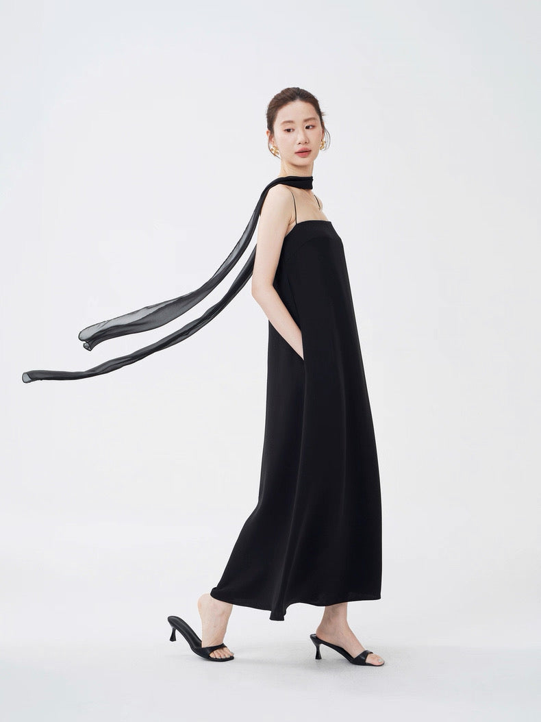 Tencel Blend Cami Pocket Dress + Detachable Sash [2 Colours]