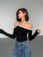 Load image into Gallery viewer, Asymmetric Off Shoulder Long Top [2 Colours]
