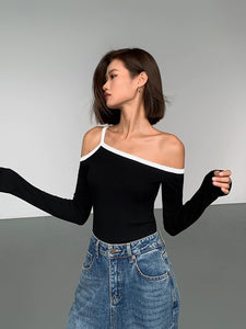 Asymmetric Off Shoulder Long Top [2 Colours]