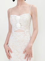 Load image into Gallery viewer, Floral Lace Cutout Dress in White
