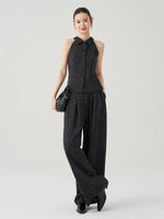 Load image into Gallery viewer, Tweed Peplum Top + Trousers Set [2 Colours]
