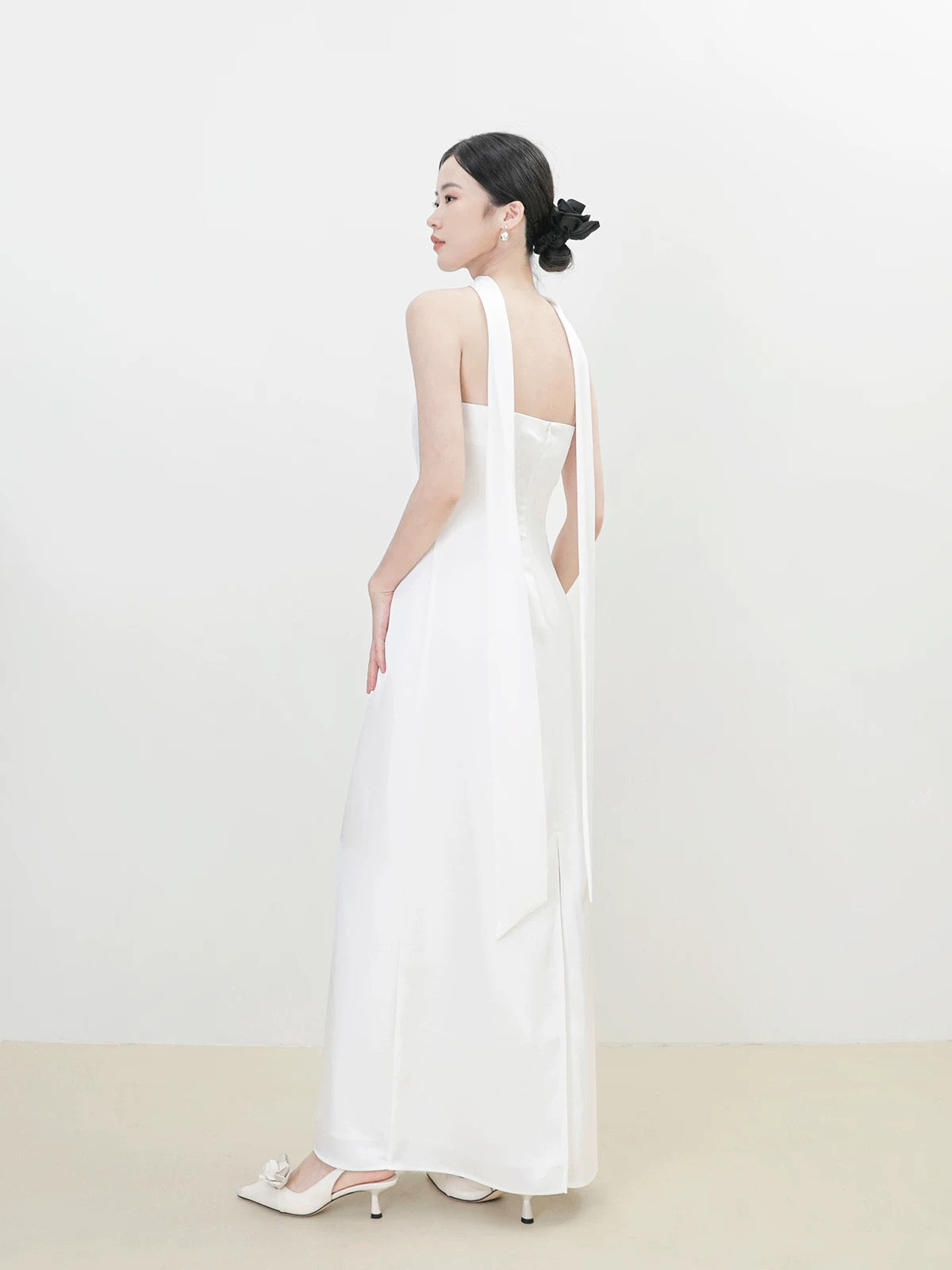 Multi-Way Bustier Gown + Drape Sash in White