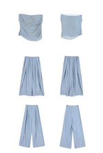 Load image into Gallery viewer, Chambray Gathered Bustier Top // Trousers // Maxi Skirt in Blue

