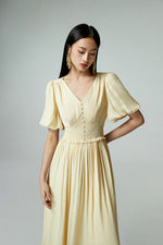 Load image into Gallery viewer, Blouson Pocket Maxi Dress in Yellow
