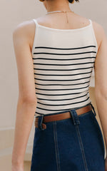 Load image into Gallery viewer, Knitted Striped Camisole Top in White
