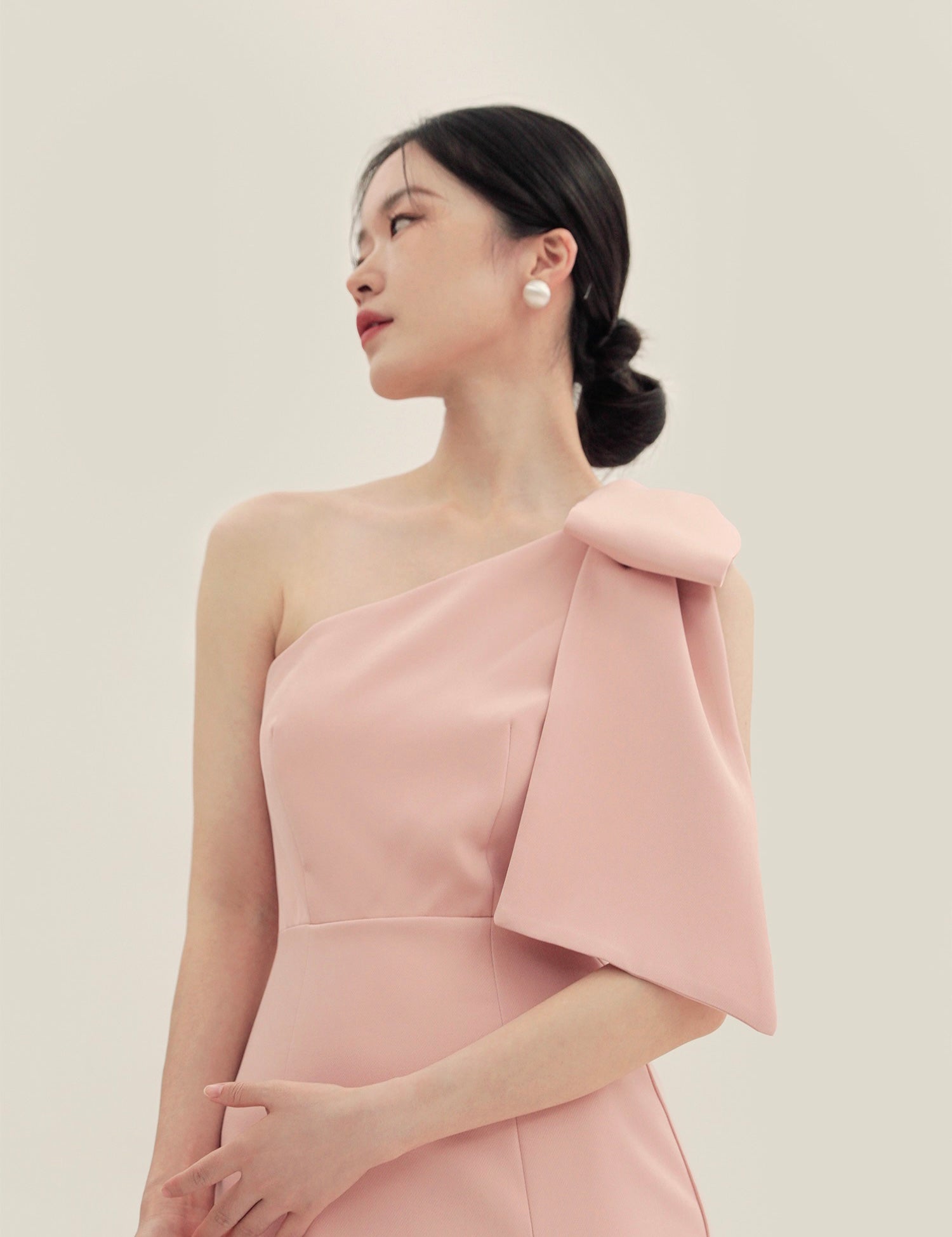 [Ready to Ship] Toga Bow Slit Midi Dress in Pink