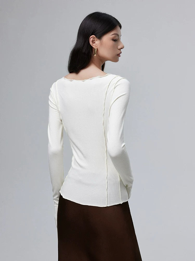 Light Wool Blend Line Top [2 Colours]