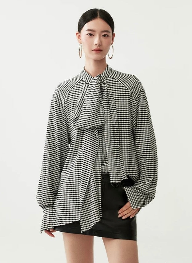 Oversized Ribbon Crepe Blouse [2 Colours]