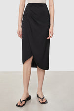 Load image into Gallery viewer, Asymmetric Wrap Skirt in Black
