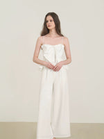 Load image into Gallery viewer, Bow Cami Pocket Maxi Jumpsuit in White
