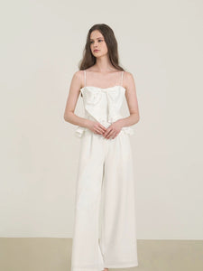 Bow Cami Pocket Maxi Jumpsuit in White