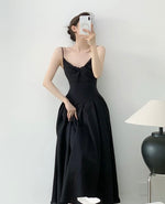 Load image into Gallery viewer, Twist Pocket Cami Maxi Dress in Black
