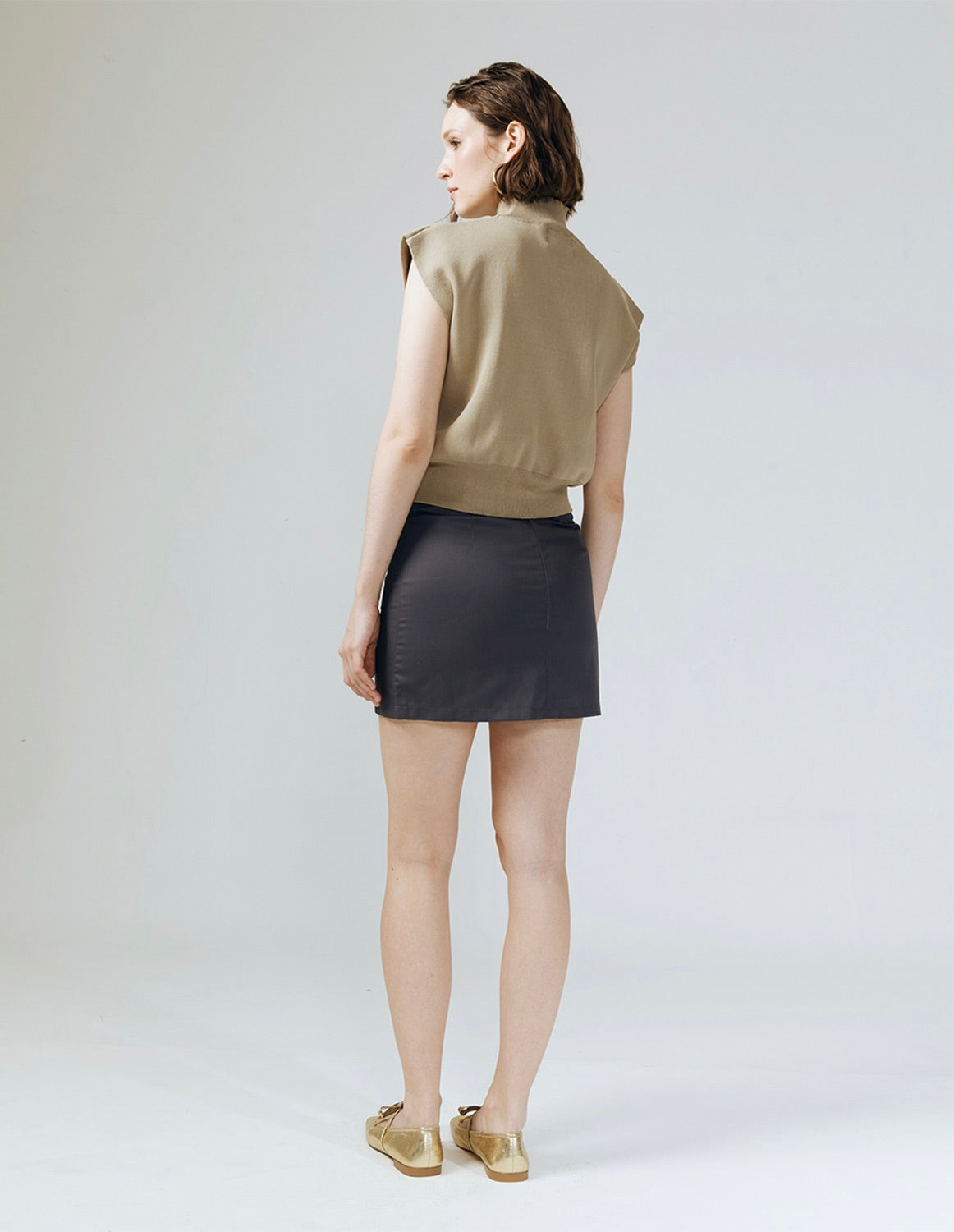 Wilma Pocket Mini Skirt in Graphite Grey