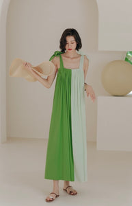 Duo Tie Strap Maxi Dress in Green