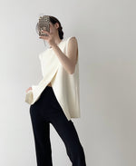 Load image into Gallery viewer, Oversized Overlap Sleeveless Top in Cream
