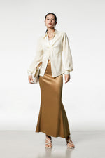 Load image into Gallery viewer, Mermaid Maxi Slip Skirt in Gold
