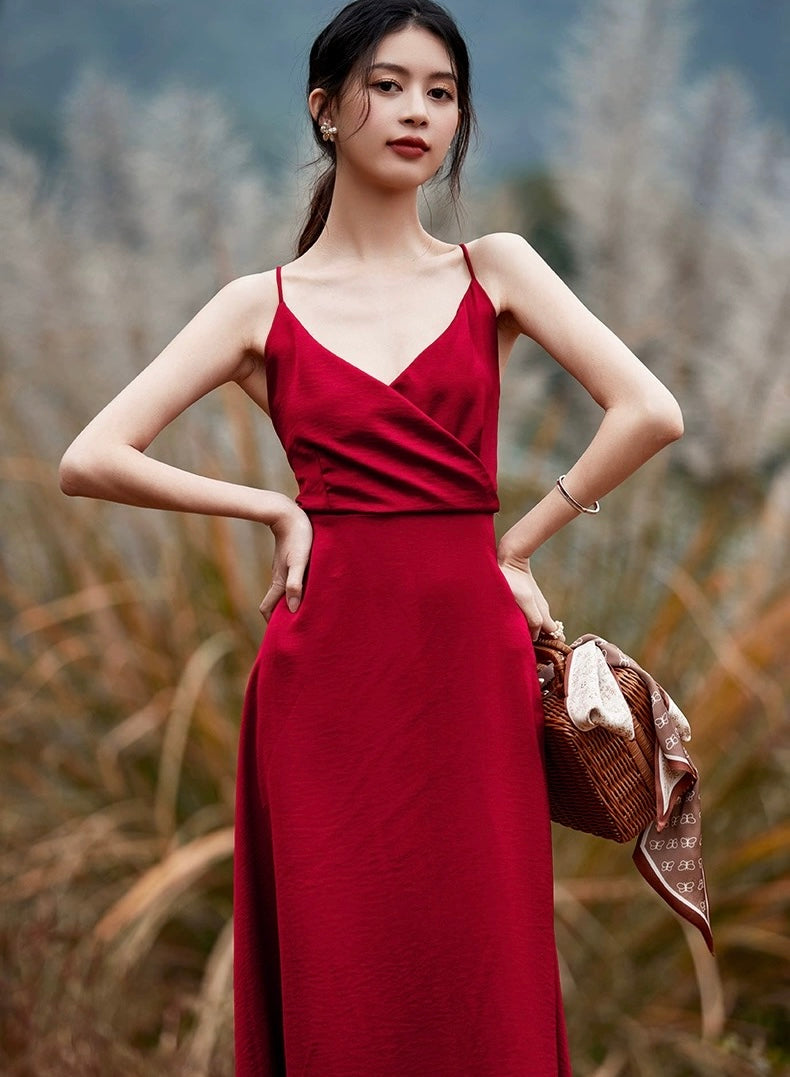 [Ready to Ship] Sandstone Tie Maxi Dress in Red