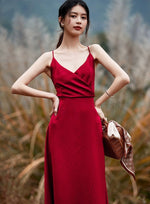 Load image into Gallery viewer, [Ready to Ship] Sandstone Tie Maxi Dress in Red
